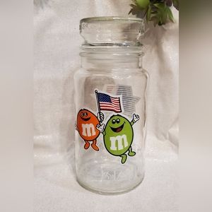 Vintage 1980 M&M's Los Angeles Olympic Games Glass Jar/Canister with Seal Lid
